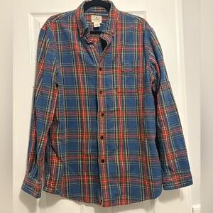 L.L. Bean Men's Scotch Plaid Slightly Fitted Button Down Flannel Shirt, LARGE